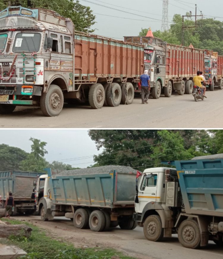 पलामू : हरिहरगंज में ओवरलोडेड गिट्टी लदे 11 हाईवा व ट्रक को डीटीओ ने जब्त कर किया थाना के हवाले