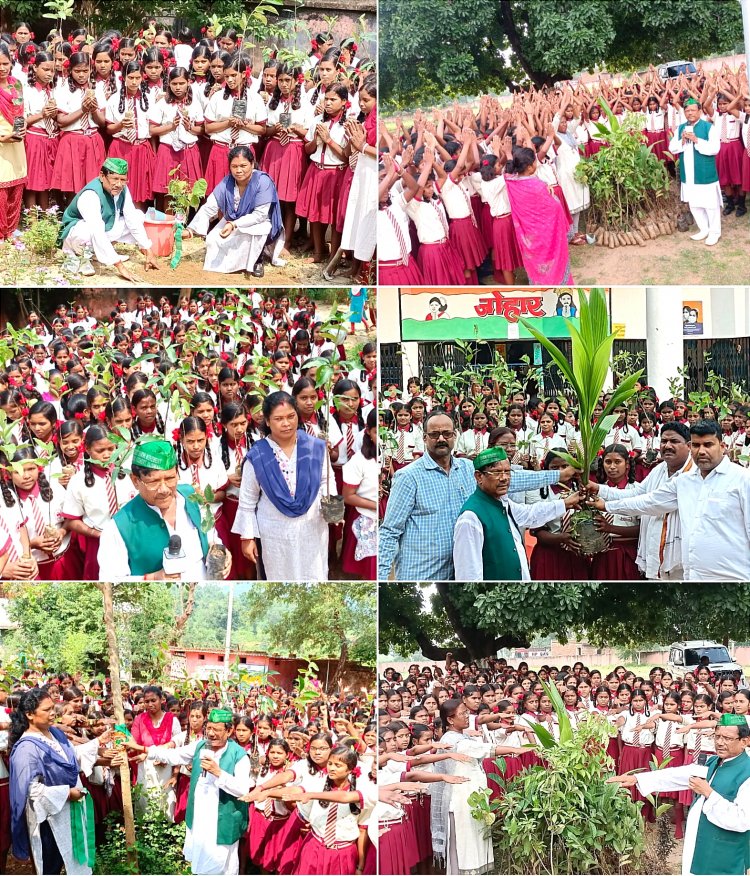 नवरात्र के मौके सैंकड़ों कन्याओं के बीच हेरहंज और गारू में पर्यावरणविद् कौशल ने किया पौधों का वितरण और रोपण  